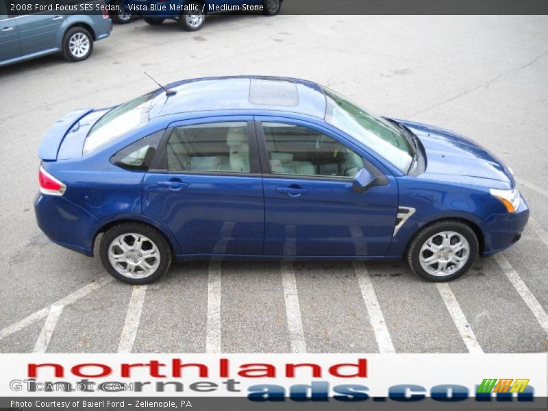 Vista Blue Metallic / Medium Stone 2008 Ford Focus SES Sedan