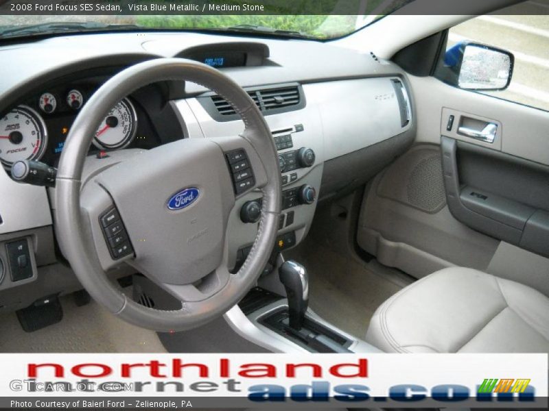Vista Blue Metallic / Medium Stone 2008 Ford Focus SES Sedan