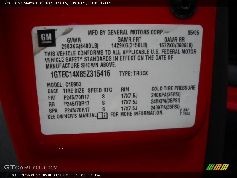 Fire Red / Dark Pewter 2005 GMC Sierra 1500 Regular Cab