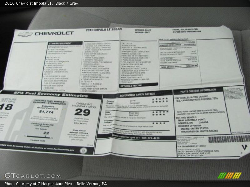 Black / Gray 2010 Chevrolet Impala LT