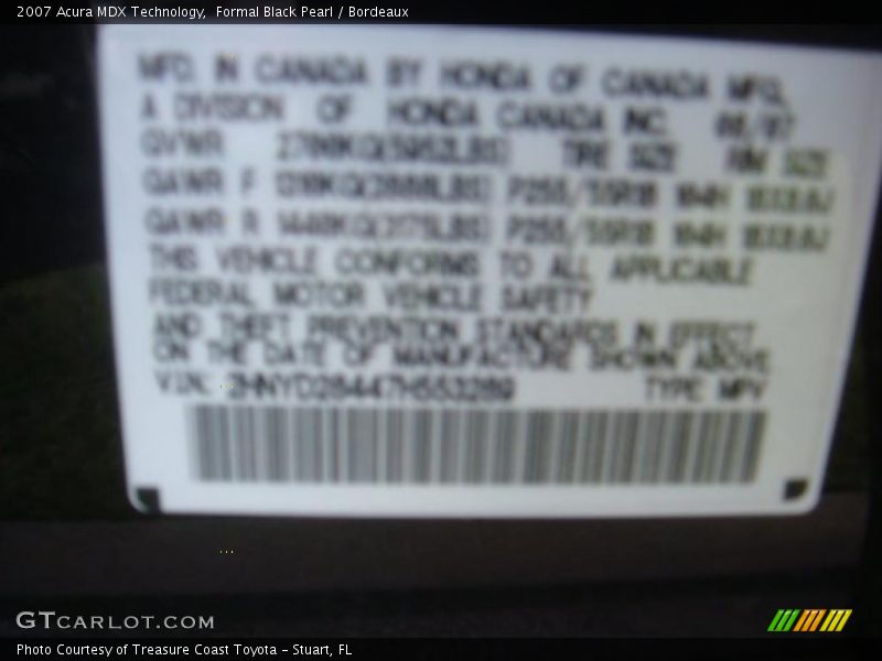 Formal Black Pearl / Bordeaux 2007 Acura MDX Technology