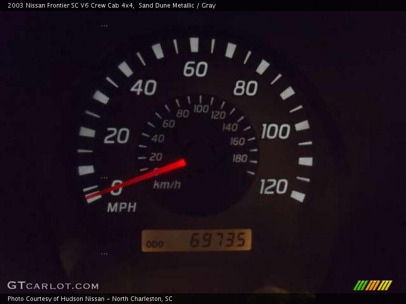 Sand Dune Metallic / Gray 2003 Nissan Frontier SC V6 Crew Cab 4x4