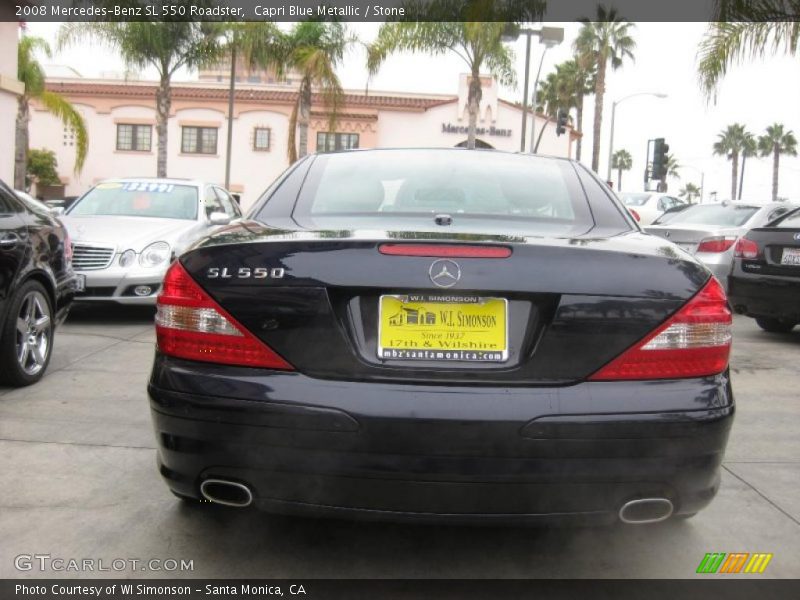 Capri Blue Metallic / Stone 2008 Mercedes-Benz SL 550 Roadster