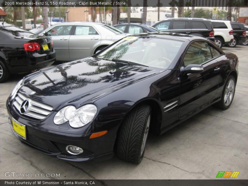 Capri Blue Metallic / Stone 2008 Mercedes-Benz SL 550 Roadster