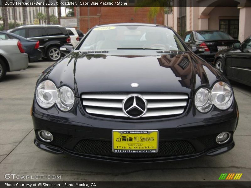 Capri Blue Metallic / Stone 2008 Mercedes-Benz SL 550 Roadster
