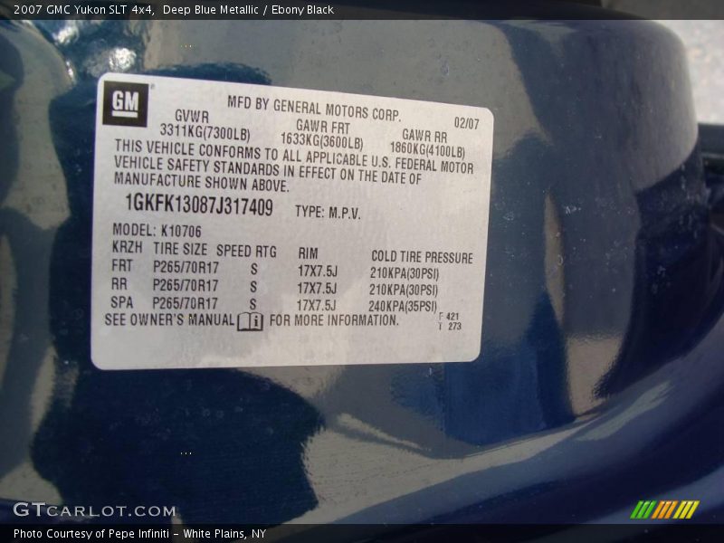 Deep Blue Metallic / Ebony Black 2007 GMC Yukon SLT 4x4