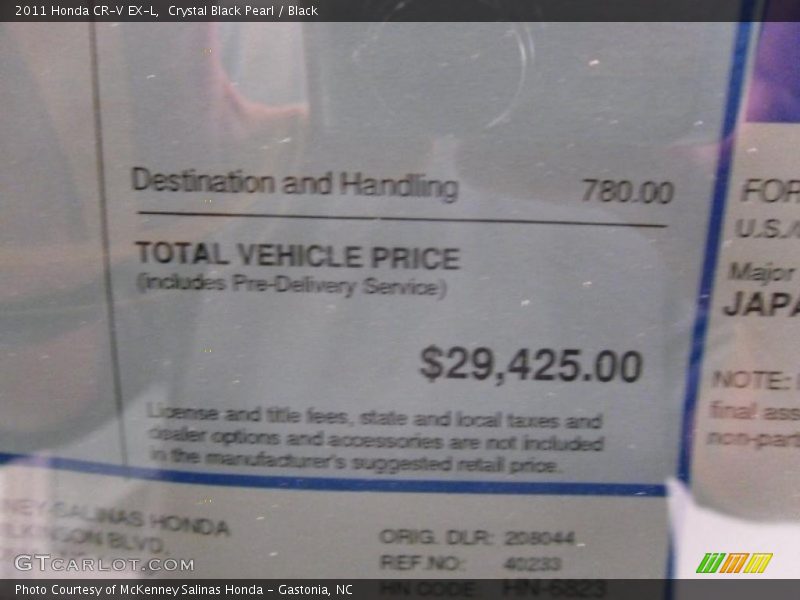 Crystal Black Pearl / Black 2011 Honda CR-V EX-L