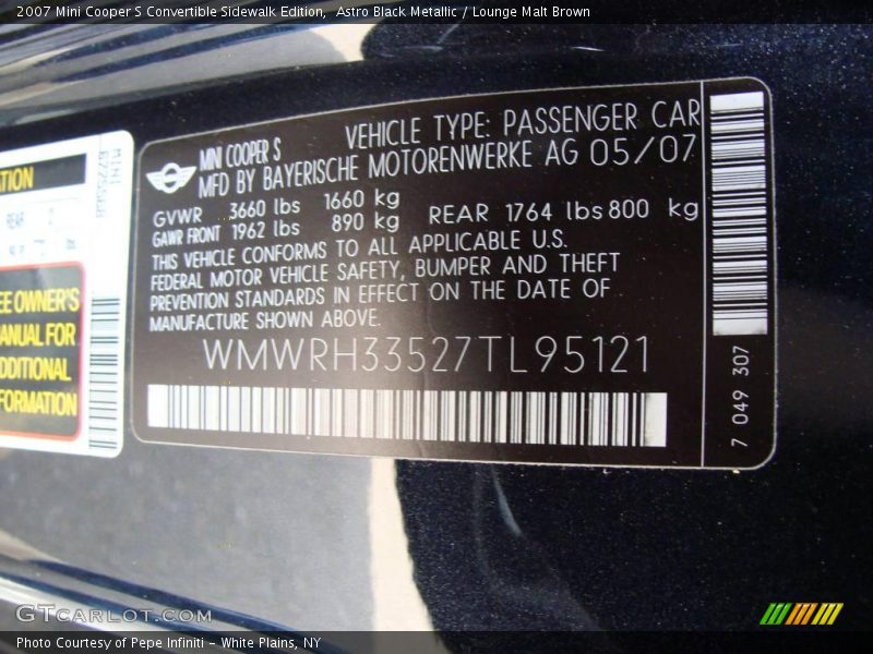 Astro Black Metallic / Lounge Malt Brown 2007 Mini Cooper S Convertible Sidewalk Edition