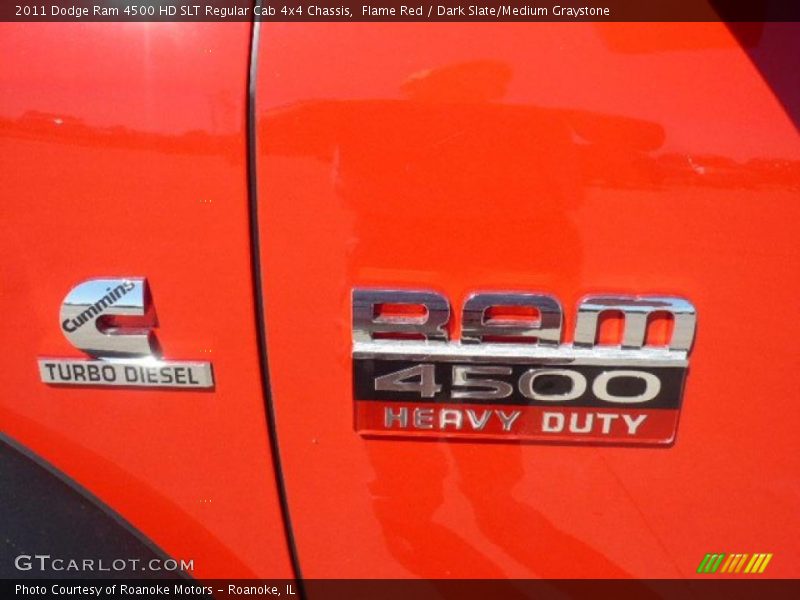 Flame Red / Dark Slate/Medium Graystone 2011 Dodge Ram 4500 HD SLT Regular Cab 4x4 Chassis