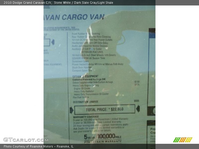 Stone White / Dark Slate Gray/Light Shale 2010 Dodge Grand Caravan C/V