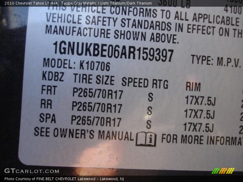 Taupe Gray Metallic / Light Titanium/Dark Titanium 2010 Chevrolet Tahoe LT 4x4