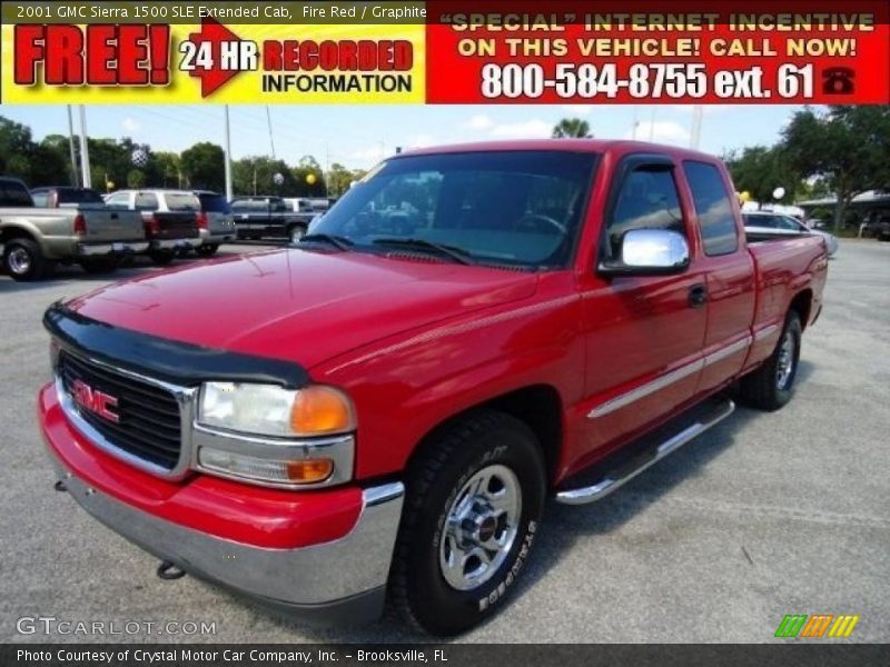 Fire Red / Graphite 2001 GMC Sierra 1500 SLE Extended Cab