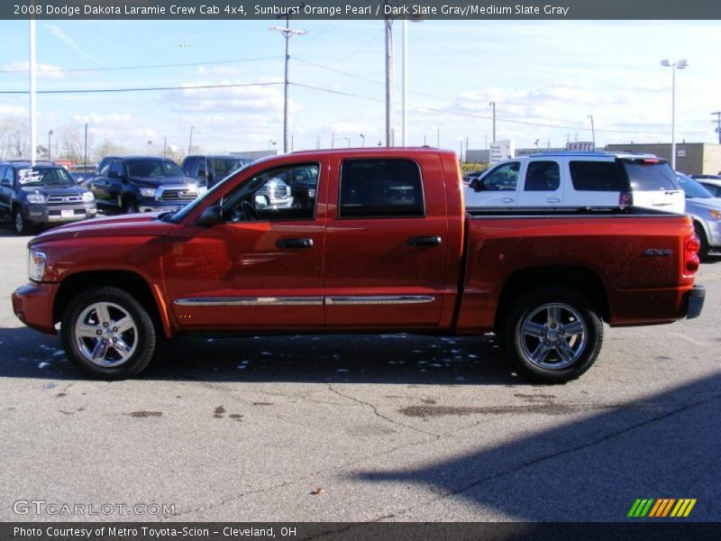 Sunburst Orange Pearl / Dark Slate Gray/Medium Slate Gray 2008 Dodge Dakota Laramie Crew Cab 4x4