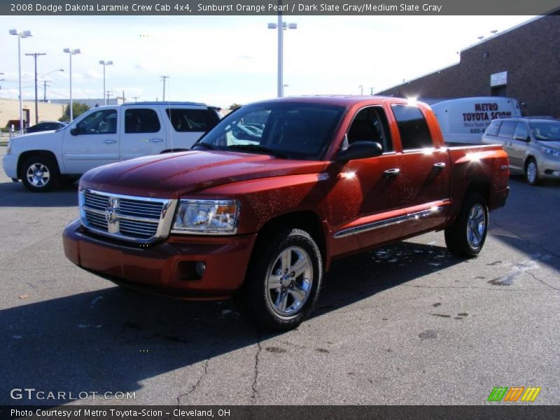 Sunburst Orange Pearl / Dark Slate Gray/Medium Slate Gray 2008 Dodge Dakota Laramie Crew Cab 4x4