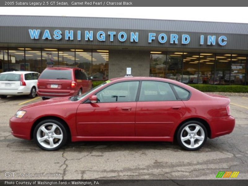 Garnet Red Pearl / Charcoal Black 2005 Subaru Legacy 2.5 GT Sedan