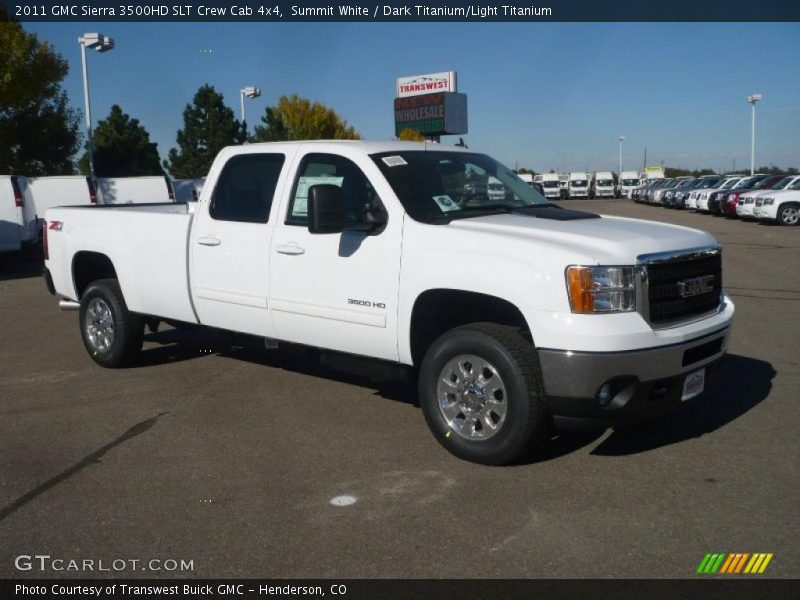 Summit White / Dark Titanium/Light Titanium 2011 GMC Sierra 3500HD SLT Crew Cab 4x4