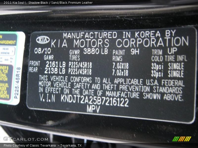 Shadow Black / Sand/Black Premium Leather 2011 Kia Soul !
