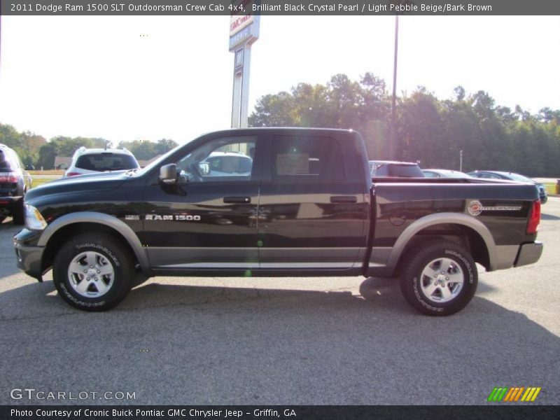 Brilliant Black Crystal Pearl / Light Pebble Beige/Bark Brown 2011 Dodge Ram 1500 SLT Outdoorsman Crew Cab 4x4