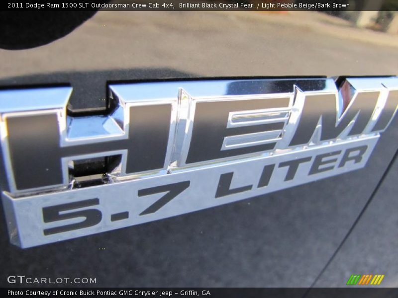 Brilliant Black Crystal Pearl / Light Pebble Beige/Bark Brown 2011 Dodge Ram 1500 SLT Outdoorsman Crew Cab 4x4