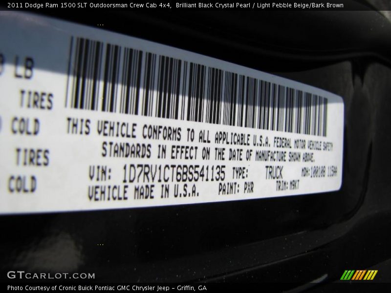 Brilliant Black Crystal Pearl / Light Pebble Beige/Bark Brown 2011 Dodge Ram 1500 SLT Outdoorsman Crew Cab 4x4