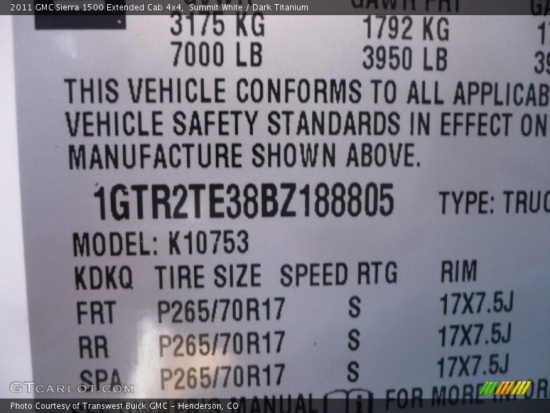 Summit White / Dark Titanium 2011 GMC Sierra 1500 Extended Cab 4x4