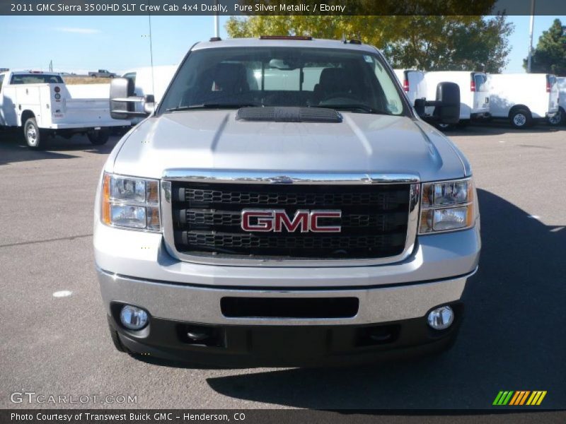 Pure Silver Metallic / Ebony 2011 GMC Sierra 3500HD SLT Crew Cab 4x4 Dually