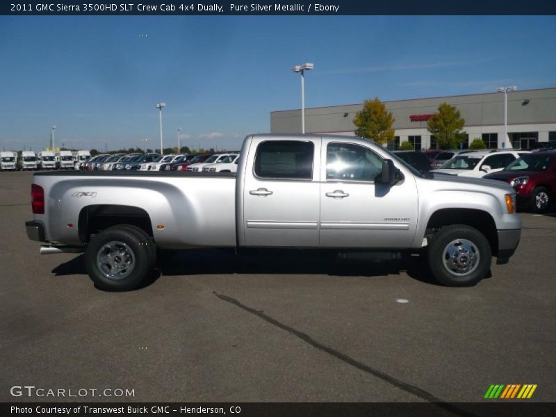 Pure Silver Metallic / Ebony 2011 GMC Sierra 3500HD SLT Crew Cab 4x4 Dually