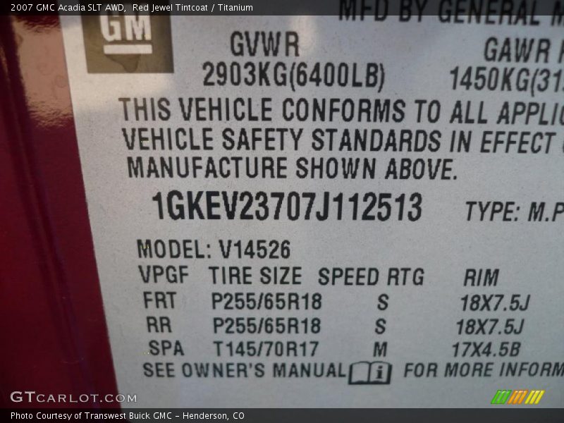 Red Jewel Tintcoat / Titanium 2007 GMC Acadia SLT AWD