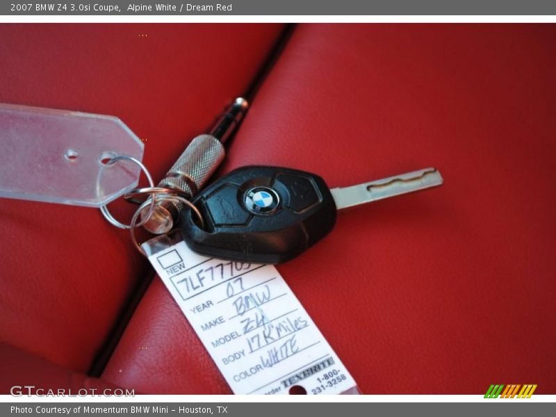 Alpine White / Dream Red 2007 BMW Z4 3.0si Coupe