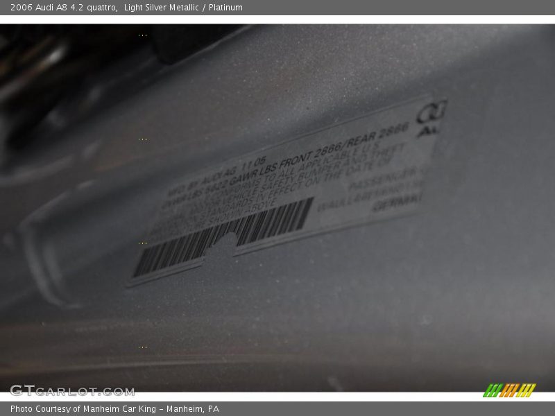 Light Silver Metallic / Platinum 2006 Audi A8 4.2 quattro