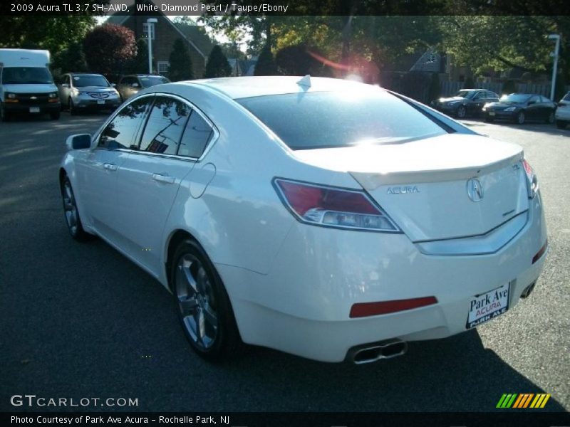 White Diamond Pearl / Taupe/Ebony 2009 Acura TL 3.7 SH-AWD