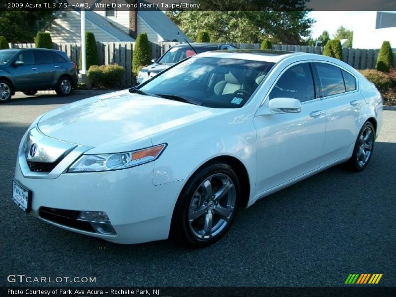 White Diamond Pearl / Taupe/Ebony 2009 Acura TL 3.7 SH-AWD