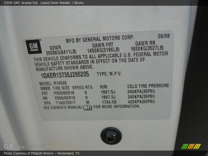 Liquid Silver Metallic / Ebony 2008 GMC Acadia SLE