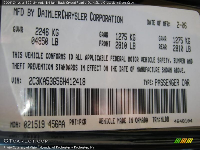 Brilliant Black Crystal Pearl / Dark Slate Gray/Light Slate Gray 2006 Chrysler 300 Limited