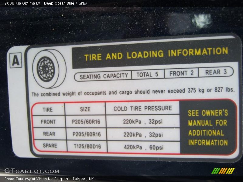 Deep Ocean Blue / Gray 2008 Kia Optima LX