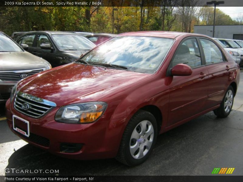 Spicy Red Metallic / Beige 2009 Kia Spectra EX Sedan