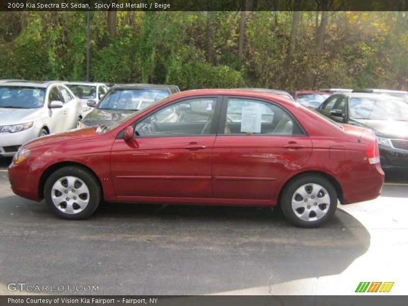 Spicy Red Metallic / Beige 2009 Kia Spectra EX Sedan