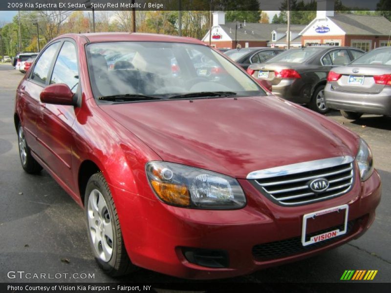 Spicy Red Metallic / Beige 2009 Kia Spectra EX Sedan