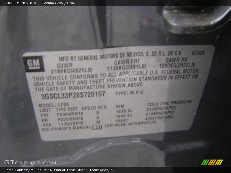 Techno Gray / Gray 2008 Saturn VUE XE