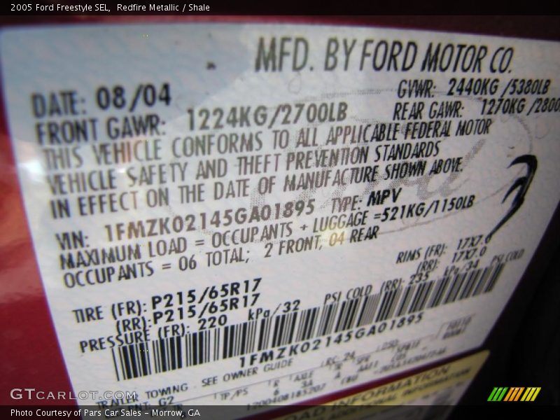 Redfire Metallic / Shale 2005 Ford Freestyle SEL