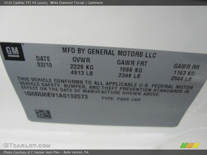 White Diamond Tricoat / Cashmere 2010 Cadillac STS V6 Luxury