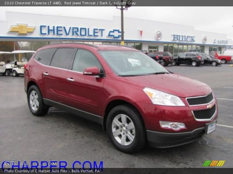 Red Jewel Tintcoat / Dark Gray/Light Gray 2010 Chevrolet Traverse LT AWD