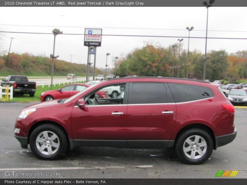 Red Jewel Tintcoat / Dark Gray/Light Gray 2010 Chevrolet Traverse LT AWD
