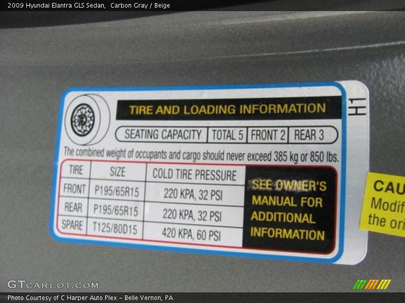 Carbon Gray / Beige 2009 Hyundai Elantra GLS Sedan