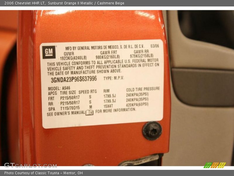 Sunburst Orange II Metallic / Cashmere Beige 2006 Chevrolet HHR LT