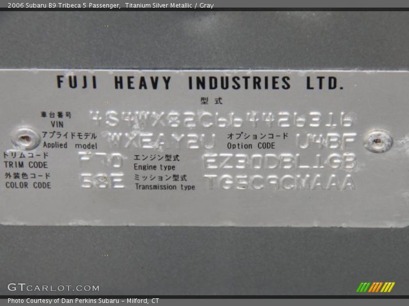 Titanium Silver Metallic / Gray 2006 Subaru B9 Tribeca 5 Passenger