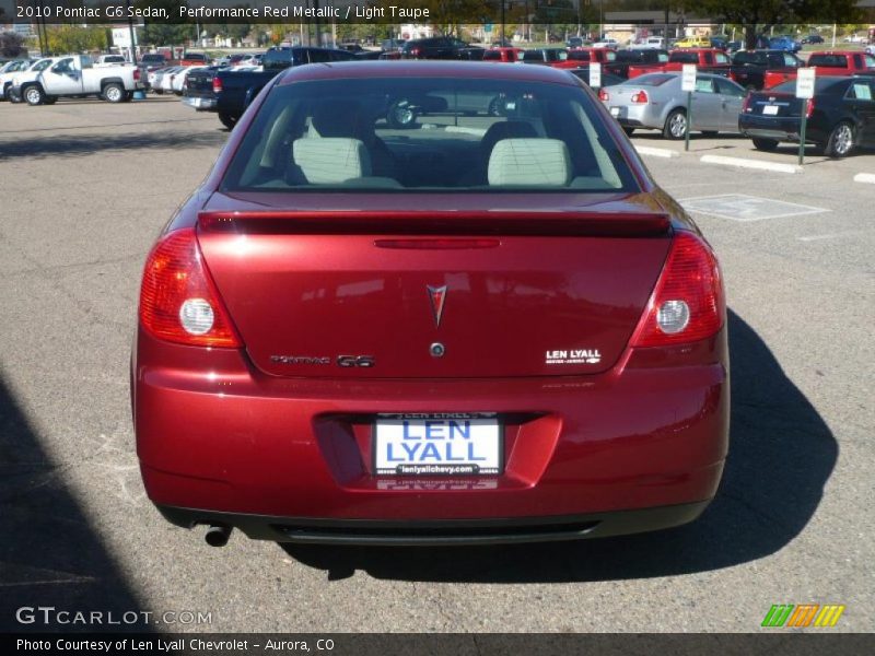 Performance Red Metallic / Light Taupe 2010 Pontiac G6 Sedan