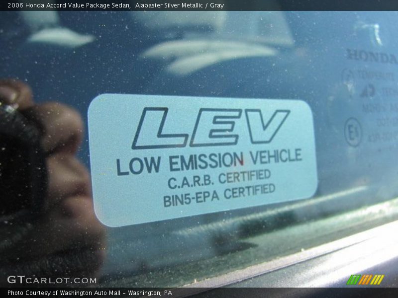 Alabaster Silver Metallic / Gray 2006 Honda Accord Value Package Sedan