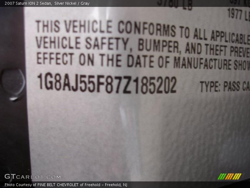 Silver Nickel / Gray 2007 Saturn ION 2 Sedan