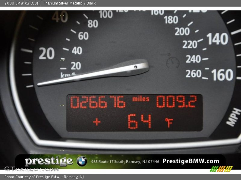 Titanium Silver Metallic / Black 2008 BMW X3 3.0si